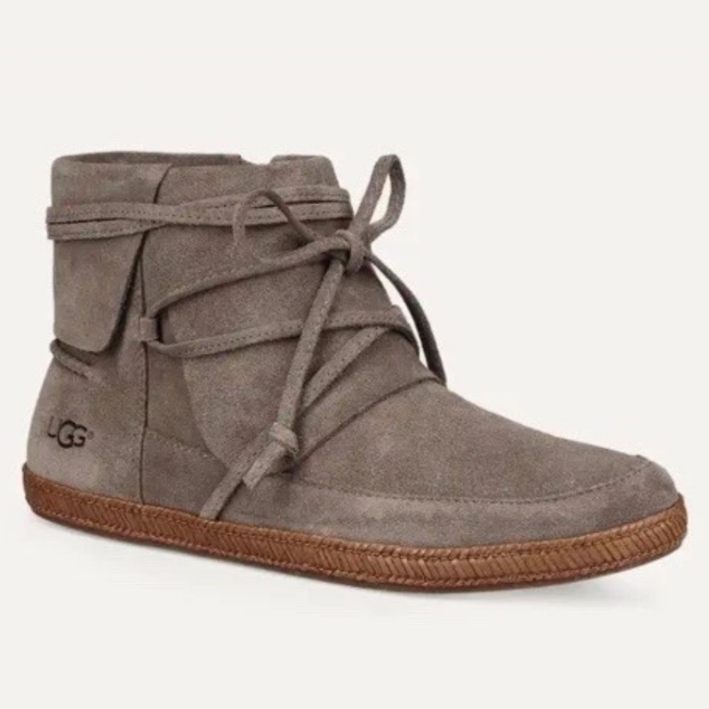 Ugg Women's Reid Moccasin Lace Up Suede Leather Booties Size 6